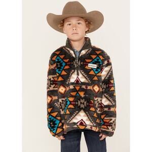 Hooey Boys Southwestern Aztec Print Quarter Zip Fleece Pullover Size L Western